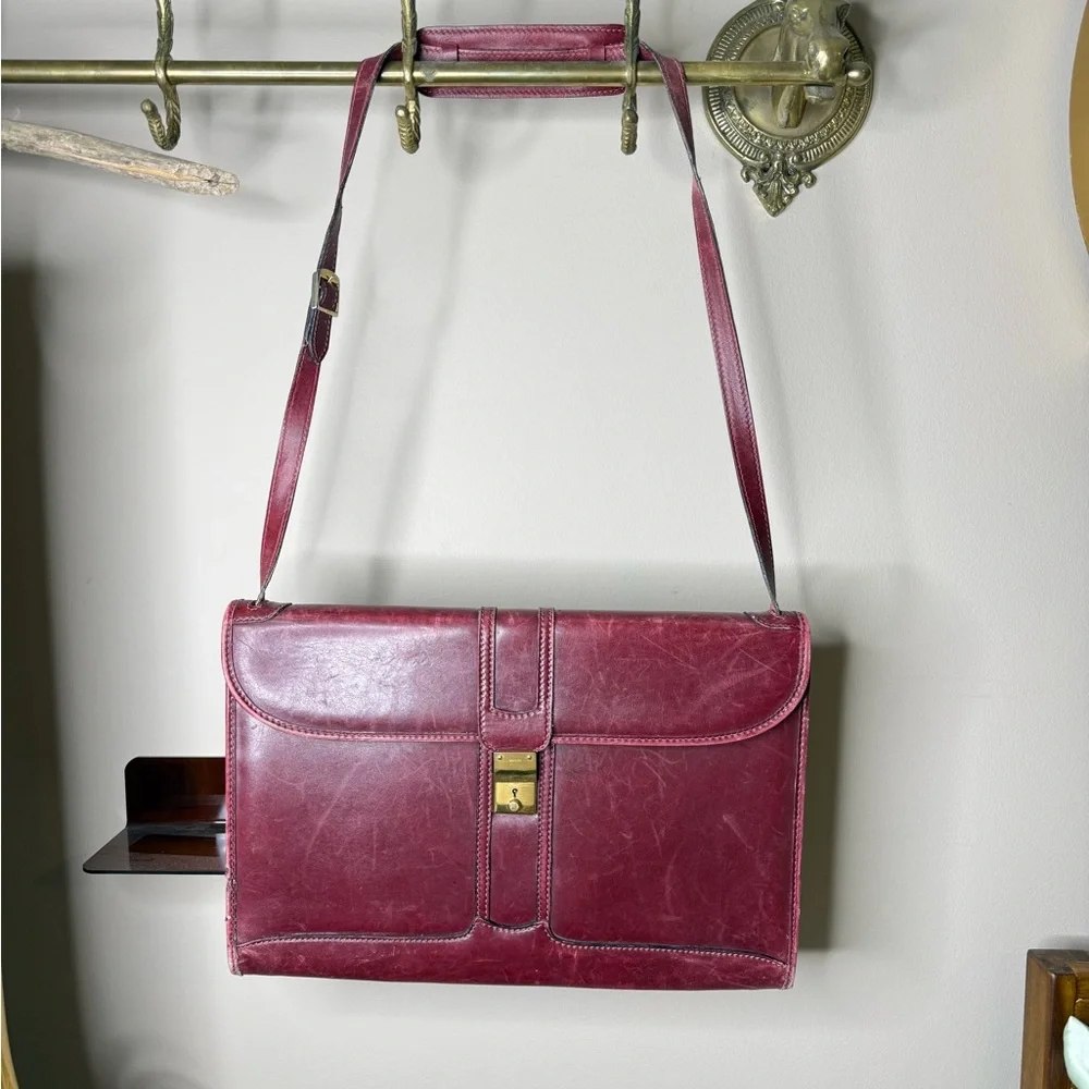 Vintage Gucci Oxblood Laptop Paperwork Satchel Bag